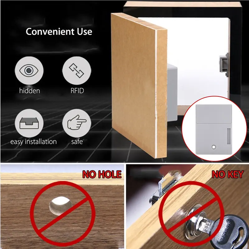 

DIY Digital Lock Without Perforate Hole Anti-Thief Universal RFID Drawer Lock Home Security Durable Safety Lock Drop Shipping