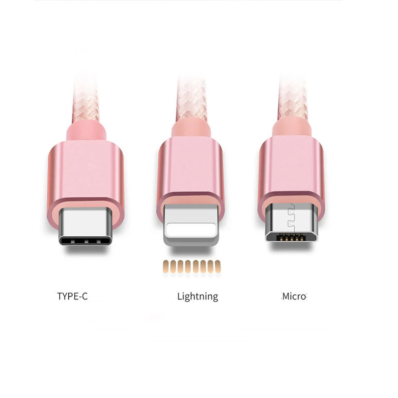 3 в 1 USB кабель для мобильного телефона Android Ios Micro usb type C зарядное устройство iPhone Redmi