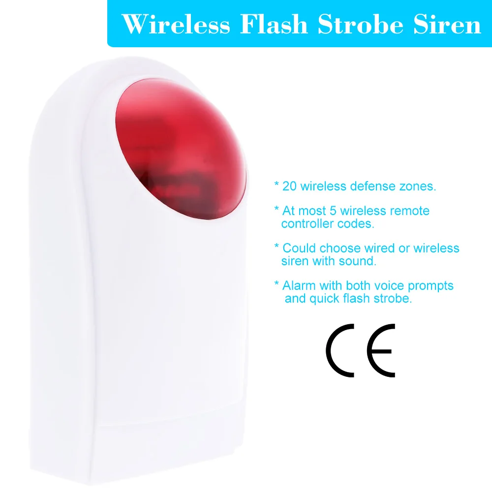 

Wireless Outdoor Solar Siren For Alarm System Security with 120db Alarm Sound and Red Flash lighting