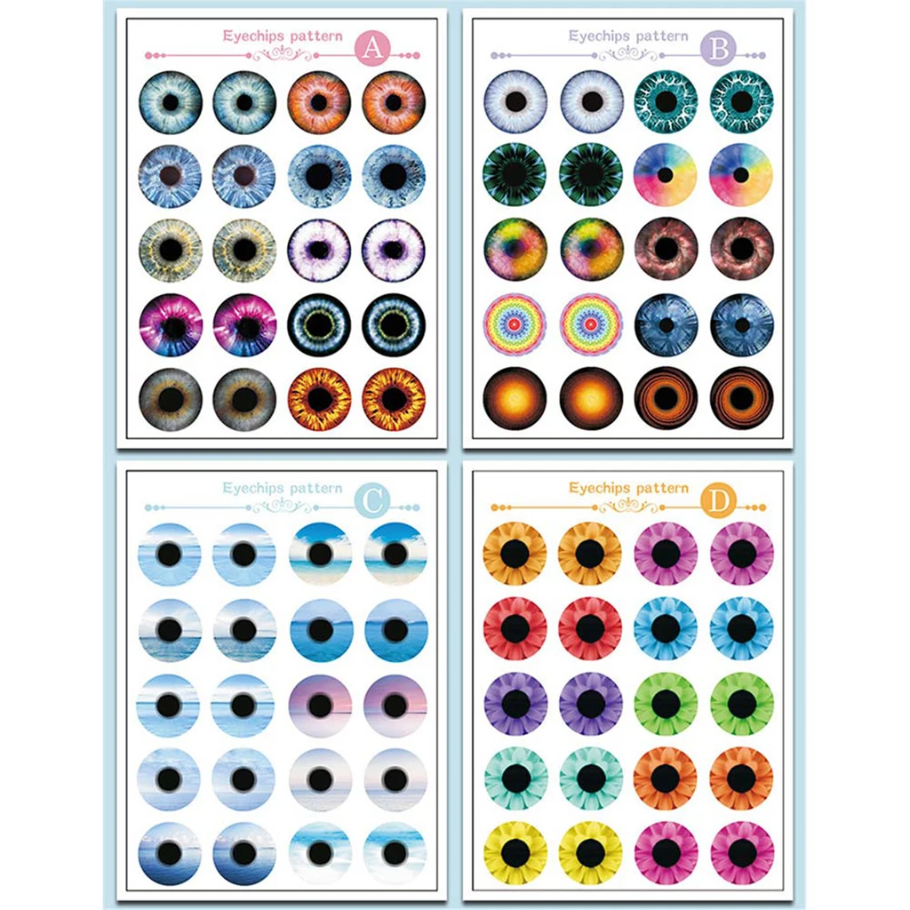 9 Sheets Doll Eyes Chips Pattern without UV Glue for 12'' Blythe Dolls ...
