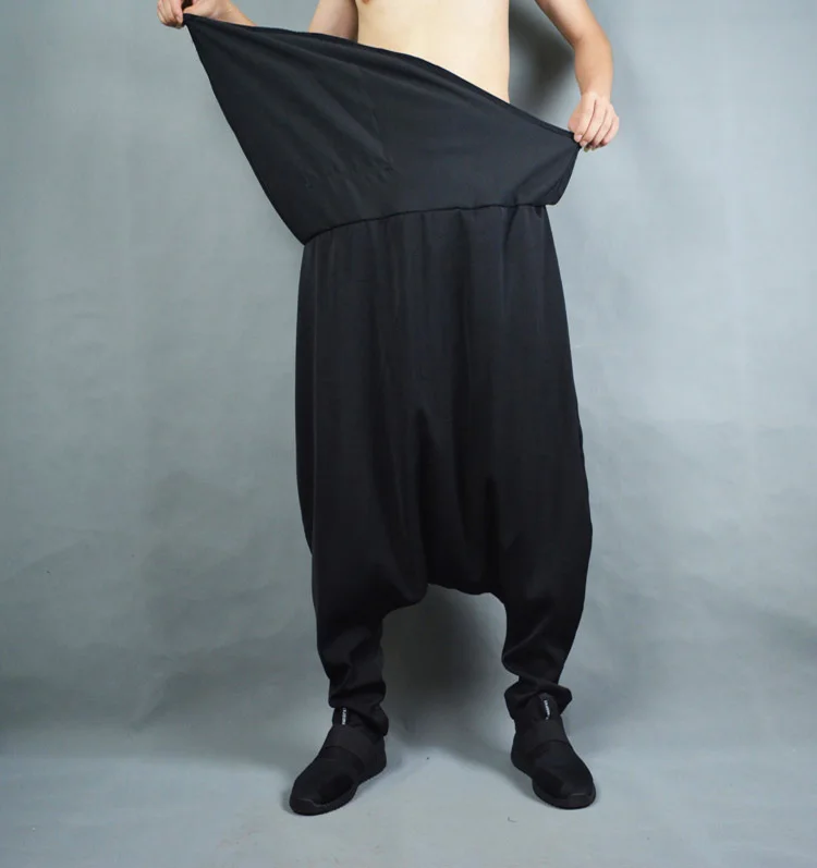 Большие размеры Штаны M-6XL прилив мужской свободные большой низкий шаговый шов Брюки Досуг хип-хоп брюки певица одежда