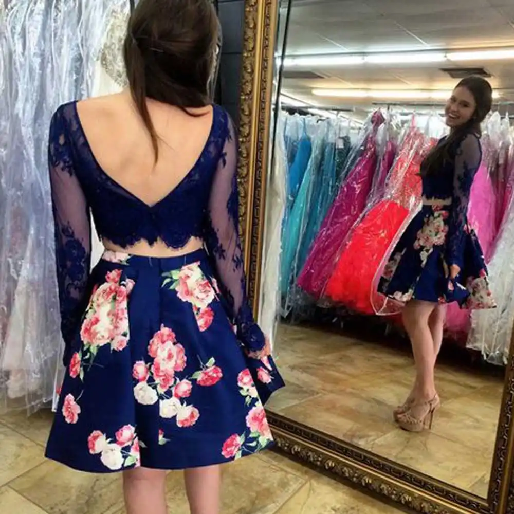navy floral cocktail dress