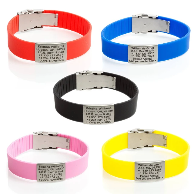Online Silicone Custom Kids Id Bracelet Child Engraved Image