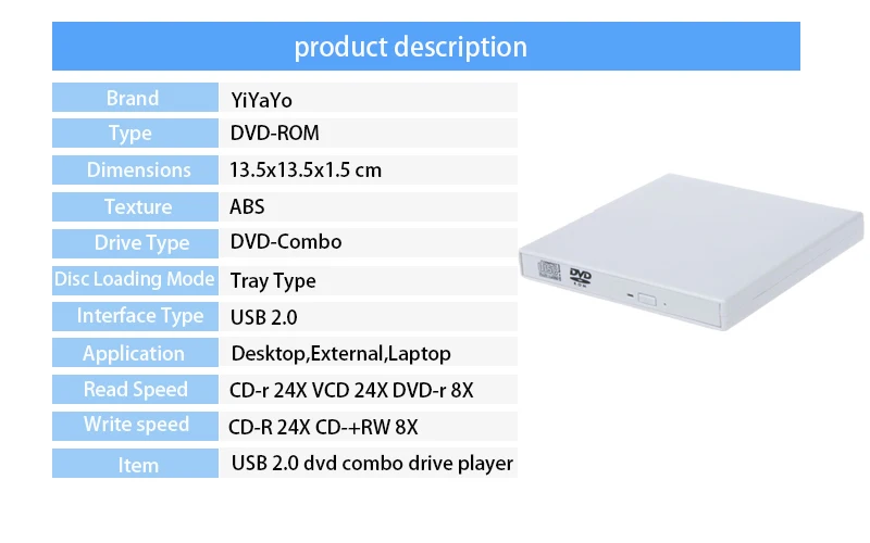 Внешний оптический привод DVD Встроенная память CD RW USB 2,0 CD/DVD плеер Combo Reader написать portátil для портативных компьютеров windows7/8