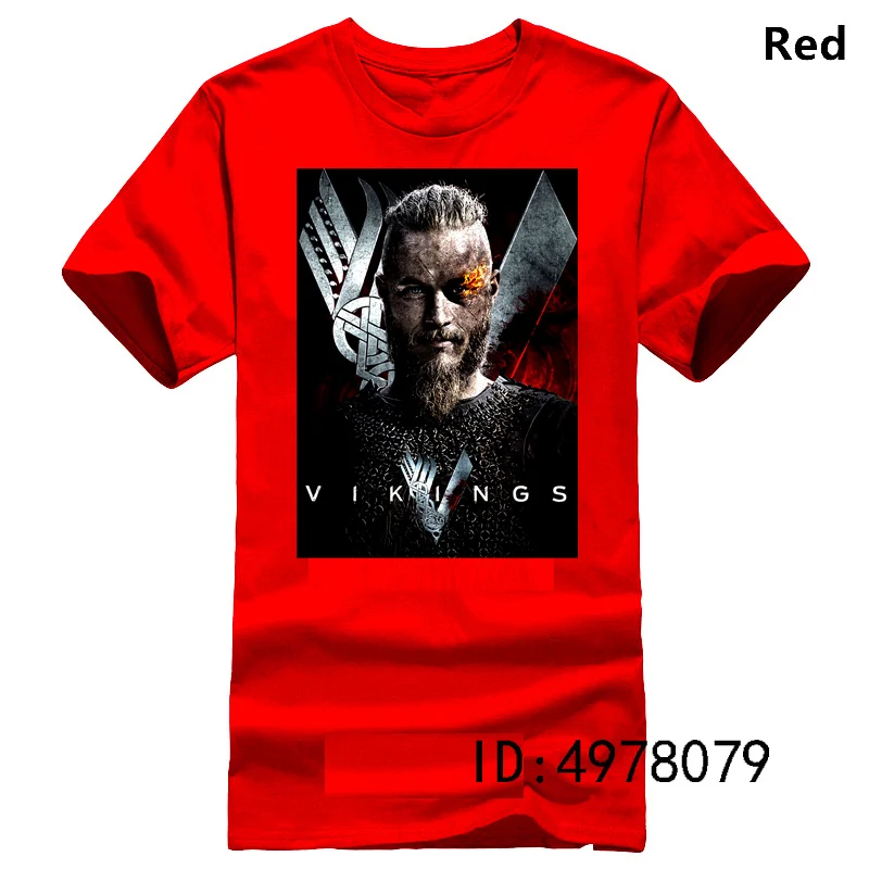 Vikings Ragnar, Мужская футболка для бровей, ТВ-шоу, Lothbrok King Norse Warrior, футболка с короткими рукавами - Цвет: Красный
