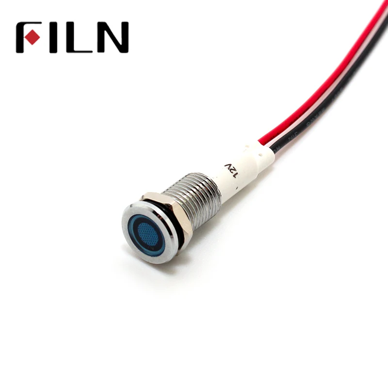 Pre-wires 20cm wire Metal Indicator light 10mm waterproof Signal lamp with wire 6V 12V 24V 110V 220v red yellow blue green white (5)