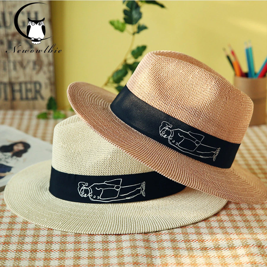 Sun Hat Women Cap Jazz Cap Summer Hat for Girl Beach Cap Grass Yarn Panama Hat 