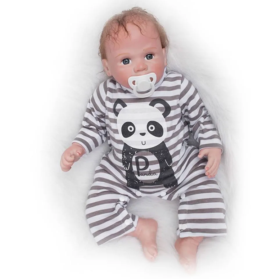 

Realistic Ethnic Reborn Baby 55 cm Soft Silicone Baby Dolls With Magnetic Pacifier Looks So Truly 20'' bebe Boy Toy For Gifts