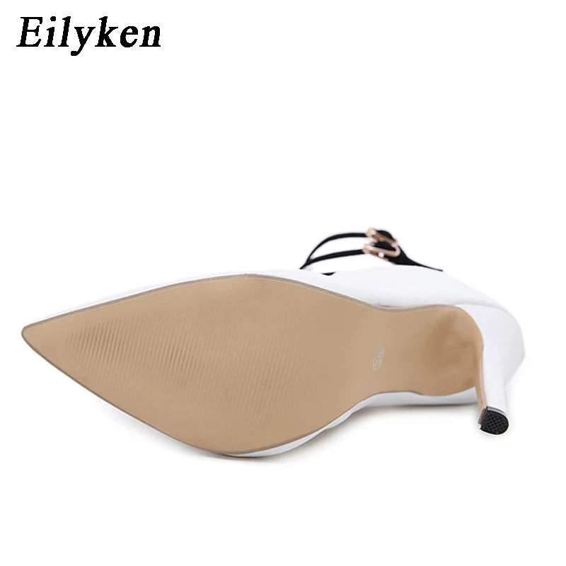 Eilyken Gladiator Women Pumps Fashion Buckle Strap Pointed Toe High Heels Lady White Wedding Shoes Thin Heels Sandal Autumn