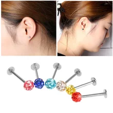 1,2 мм толщина роскошный хрустальный шар для губ сережки из нержавеющей стали тригус пирсинг для тела подарок мода блеск ювелирные изделия для уха