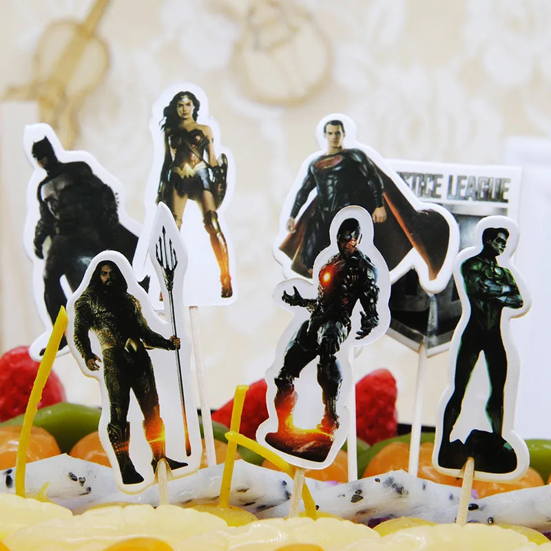 72 шт., мультяшная вечеринка в Лиге Justice League, Cupcake Picks, детские украшения для вечеринок на день рождения и свадьбу