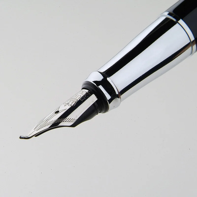 Duke 209 Luxury Black and Silver 0.8mm Curved Tip Calligraphy Pen Metal