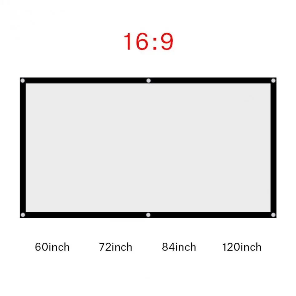 60-120 дюймов Портативный складной без складки белый проектор Шторы проецирования Экран 16:9