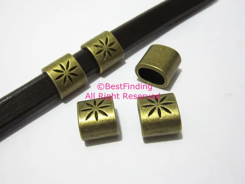 

Licorice sunflower beads Antique bronze Licorice leather findings -LF05B