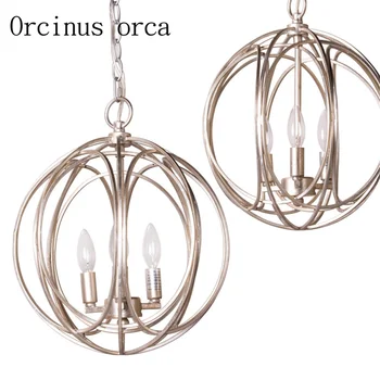 

European style retro American village iron round birdcage chandelier bedroom restaurant creative art living room Chandelier