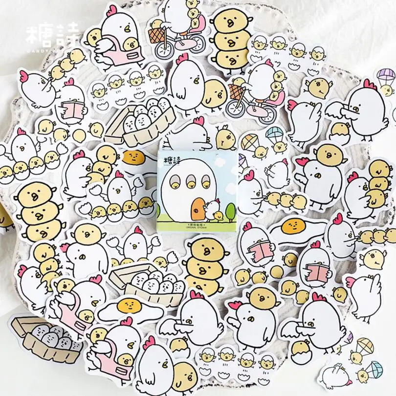 

45 pcs/ box Lovely Goo Goo Chicken mini paper sticker decoration DIY diary scrapbooking seal sticker kawaii stationery