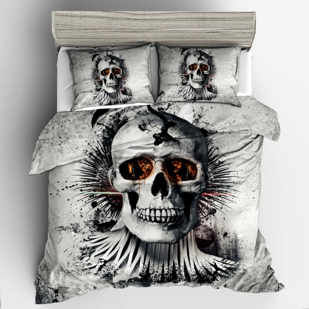 

Free Dropshipping 3D Digital Printing Bedding Set black Stone print skull queen size duvet Cover With Pillowcases Bed bedline