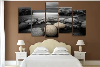 

5 Pieces Printed Beach pebbles reef stone Painting canvas 5 panels canvas prints poster picture home decor