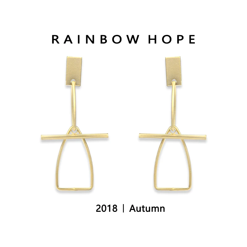 

New Design Dumb gold simple Irregular pendant drop Earring S925 silver needles abstract punk dangle Earrings For Women dating