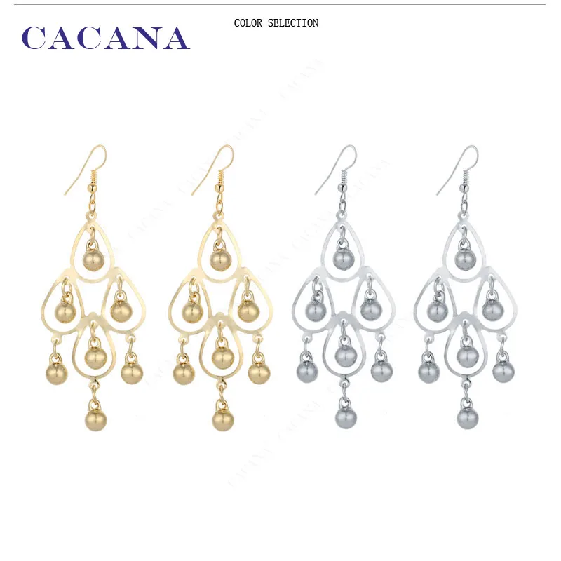 CACANA Dangle Long Earrings For Women Beautiful Round Water Drop Bijouterie Hot Sale No.A111 A112