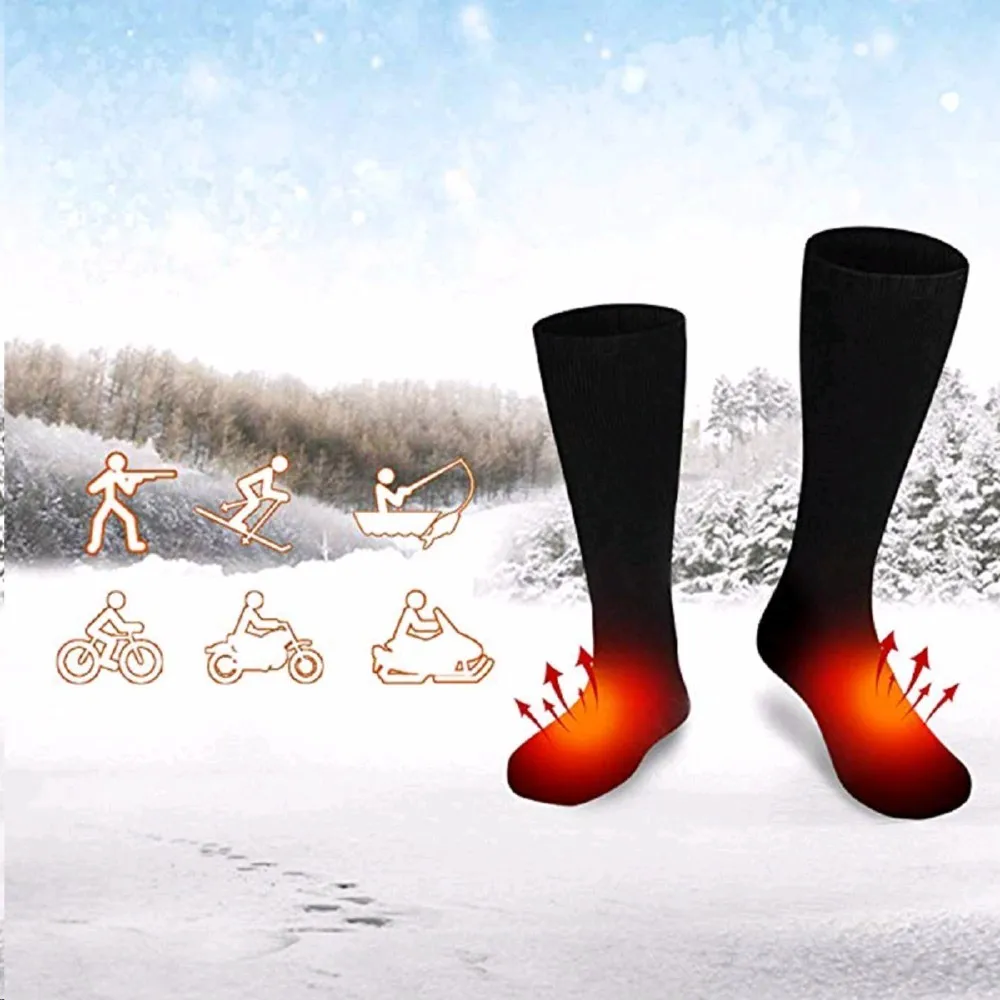 3V Термальность хлопковые носки длинноволновой части Для мужчин Для женщин Батарея чехол Батарея работает зима Утеплитель для ног Электрический носки согревающие носки