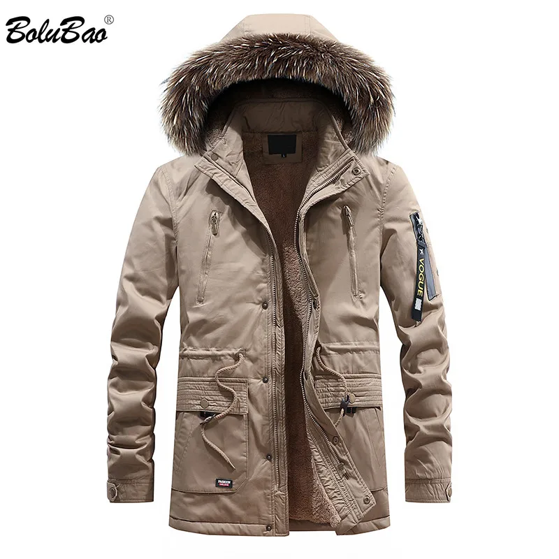 

BOLUBAO Brand Winter Men Parkas Coats New Fashion Military Style Solid Color Mens Parkas Coat Thick Section Parka Jackets Male
