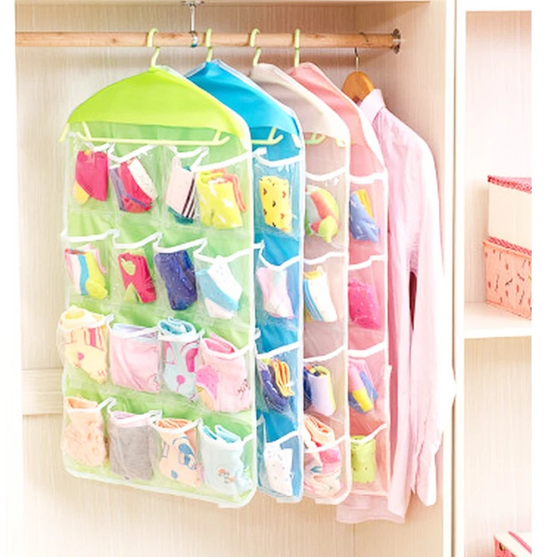 

16 Grid Wardrobe Hanging Organizer Underwear Bras Socks Ties Door Storage Hang Bag Shoe Rack Saving Space Tidy