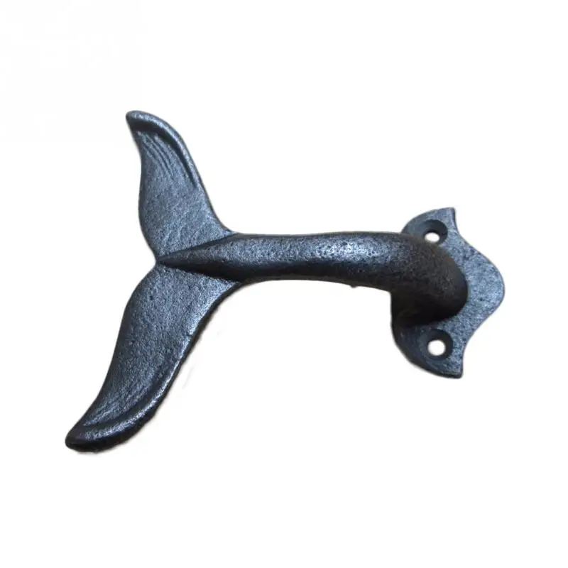 

Black Decorative Cast Iron Whale Tail Nautical Wall Coat Hook Utility Hanging Hook for hat Clothes