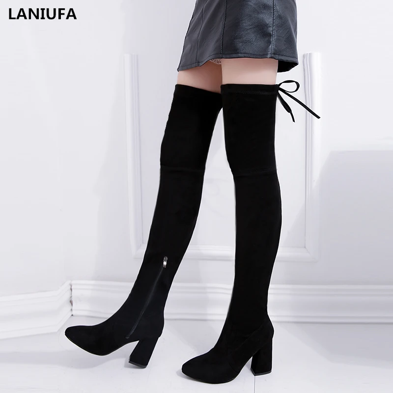

Autumn Women Over The Knee Boots women Sexy Lace Up zipper High Heels dress Thigh High Boots shoes Winter women Boots mujer &331