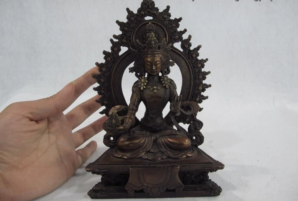 

7.5 Tibetan Temple Buddhism Bronze Copper TaRa Kwan-Yin Goddess GuanYin Statue