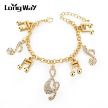 LongWay Этнические браслеты для женщин серебристого цвета золотые цветные браслеты с кристаллами браслет с нотами Винтажные Ювелирные изделия SBR160020103