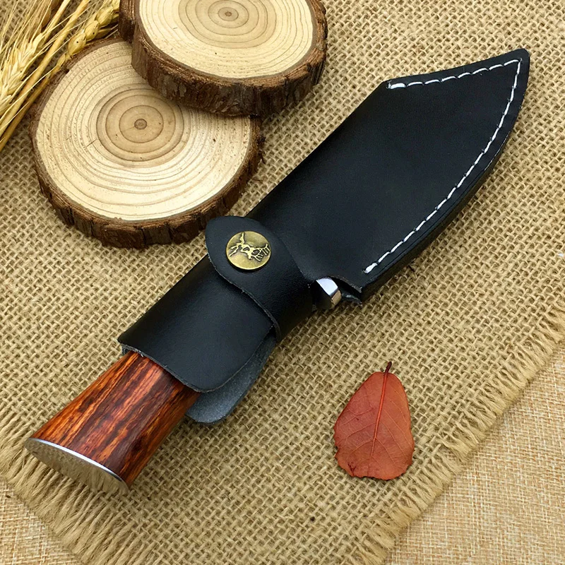 Высокое качество Походный нож, охотничьи ножи, китайский стиль, ручка Dalbergia, ручная работа, для выживания, Scimitar facas, кожаная оболочка