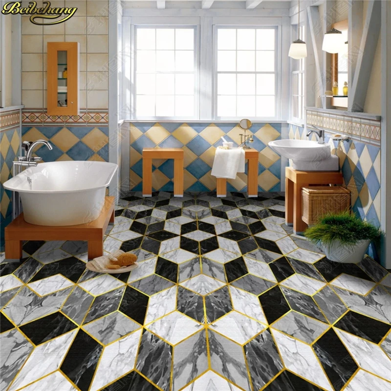 

beibehang Custom Photo Wallpaper Floor Painting Hotel Lobby Art Tile Mosaic Stone Washroom 3D Flooring wall papers home decor