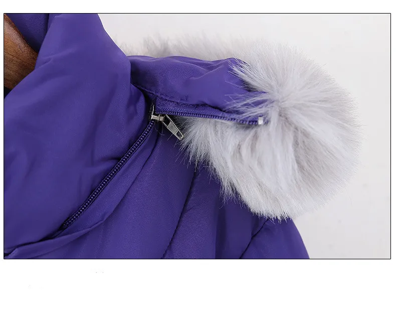 Россия, холодное зимнее детское хлопковое Стеганое пальто с ручной подкладкой длинные приталенные пальто с капюшоном и отстегивающимся меховым воротником для девочек