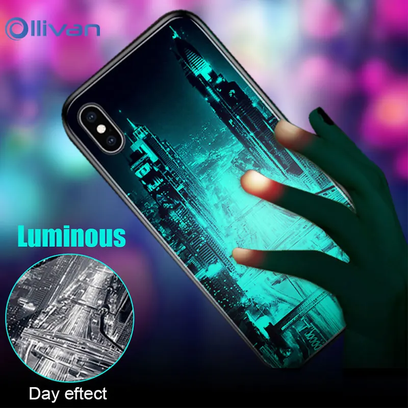 

OLLIVAN Luminous Tempered Case For Xiaomi Redmi 5 Plus Luxury Case For Xiaomi Redmi Note 5 6 7 Silicone Cover For Redmi 5 6 pro