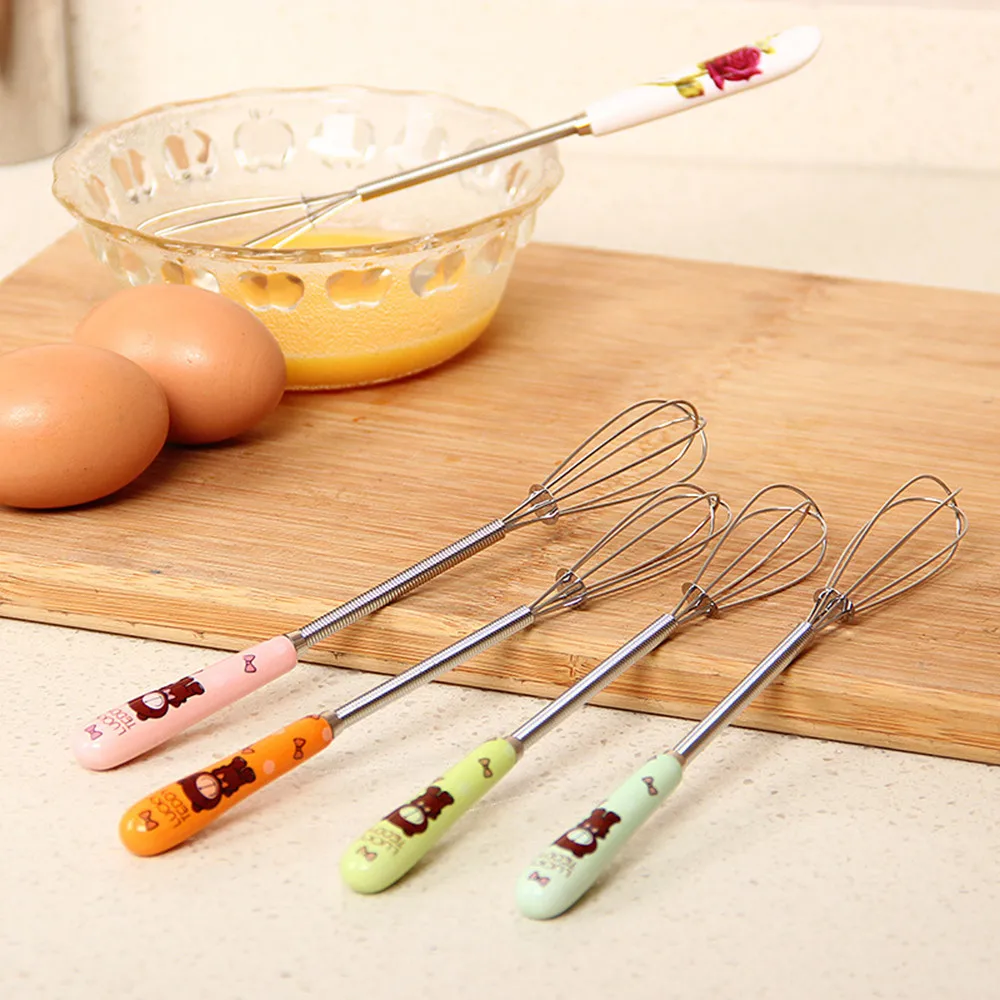 

Cartoon Ceramic Handle Stainless Steel Egg Beater Egg Milk Blender Kitche creative home gadgets accessories kitchenware Hot