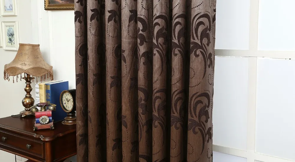 NAPEARL, 1 шт., жаккардовые шторы, дизайнерские коричневые занавески, ткани для окон, для гостиной, панели, занавески для двери