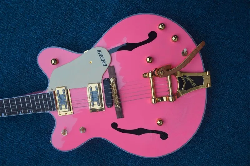 

Custom Jazz Electric Guitars with maple top and back, Bigsby gold, F hole hollow shell Archtop guitar gihaiy