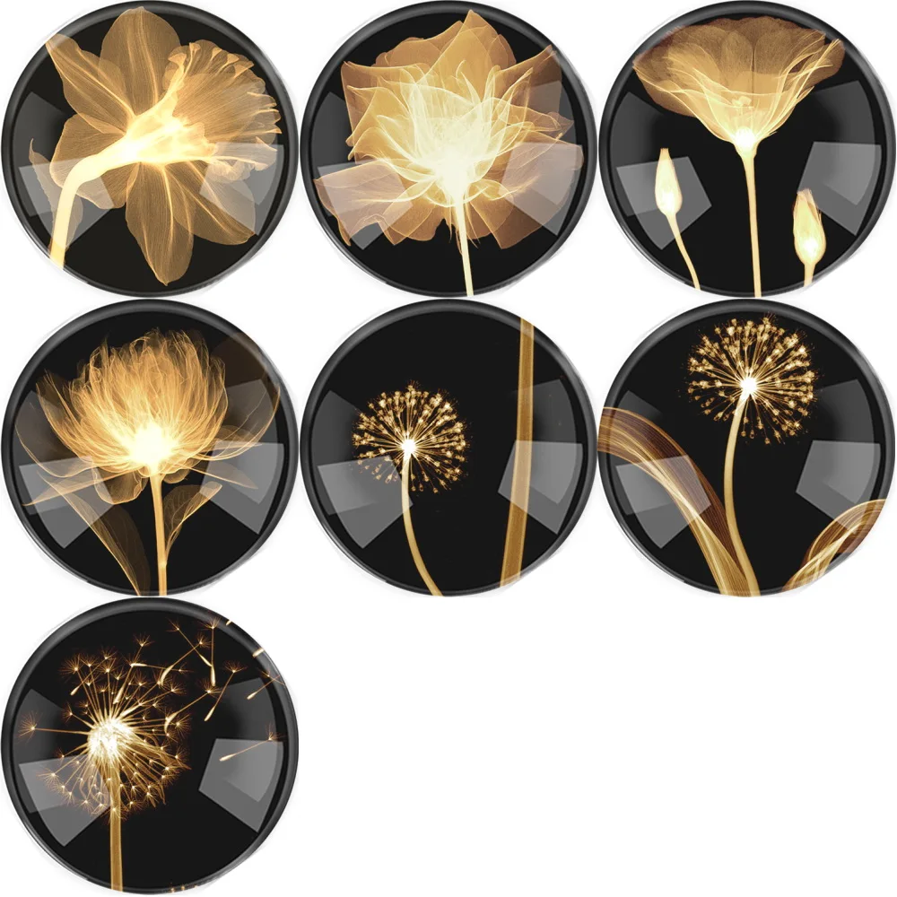 10~25mm 12~50pieces Round Glass Dandelion Flower Flatback Cameo Cabochon Domed DIY Jewelry Charm Photo Pendant Setting