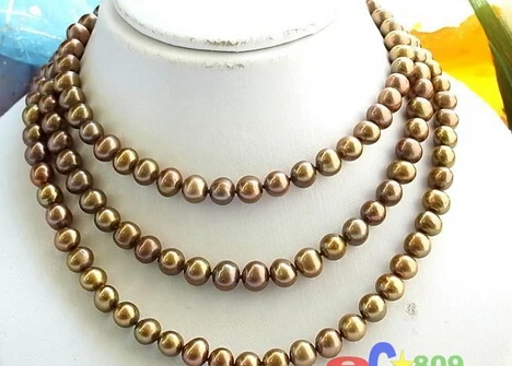 

FREE SHIPPINGLONG 50" 9MM COFFEE ROUND FRESHWATER CULTURED PEARL NECKLACE p99