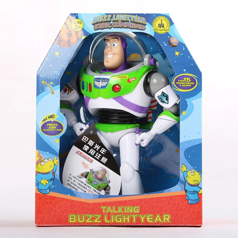 Buzz With Box 43 см История Игрушек 4 говорящая игрушка Вуди Базз фигурки модель игрушки Детский Рождественский подарок - Цвет: Buzz With Box
