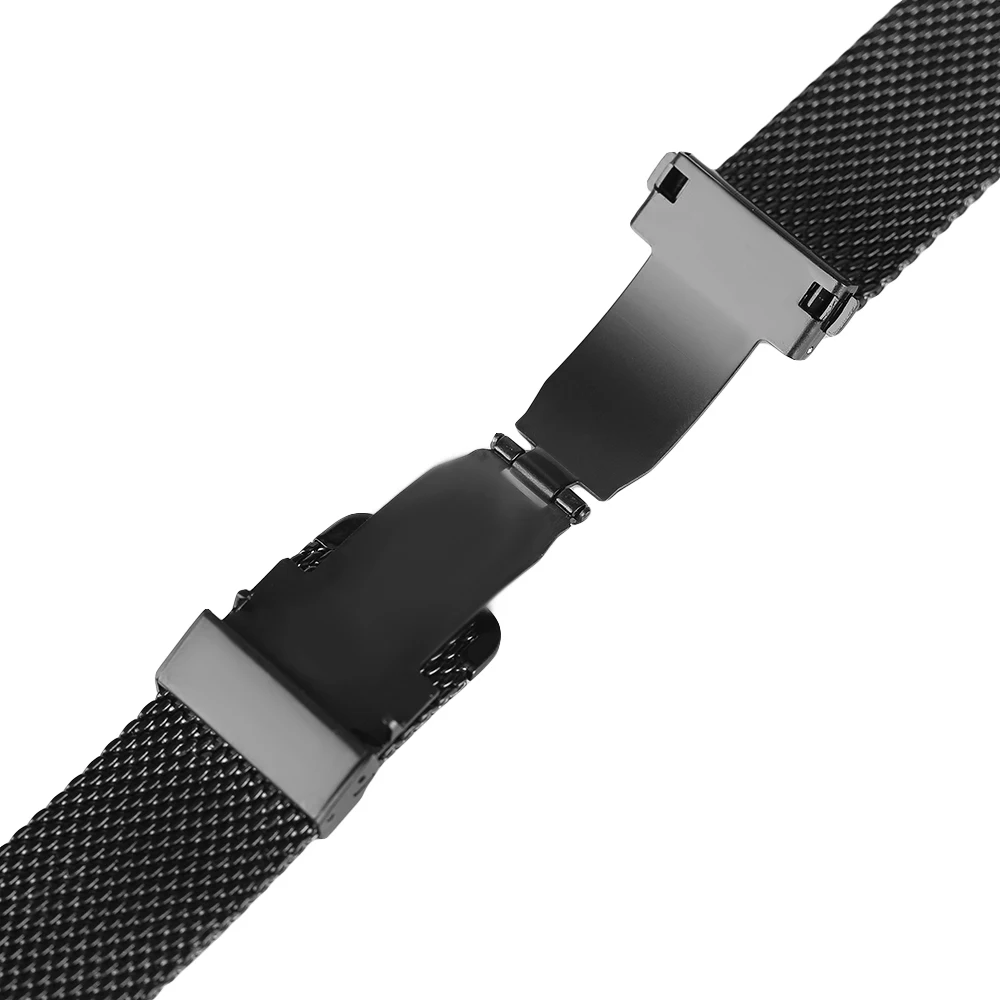 182022 mm Simple Mesh Watch Band Black Silver Replacement Hook Buckle for Men Women Wrist Bands Correa De Reloj (4)