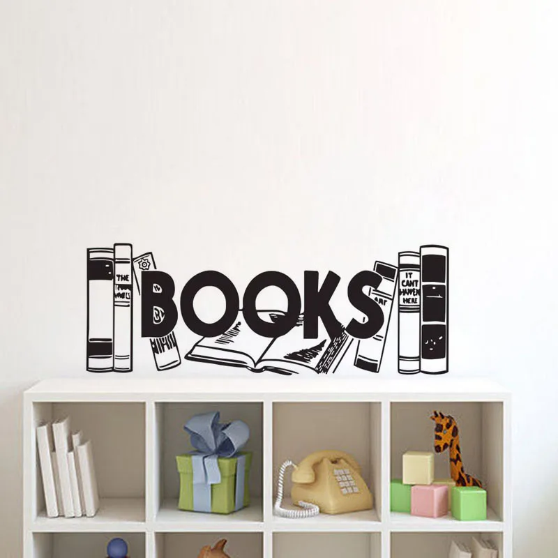 Books Wall Stickers Home Decor Living Room Kids Bookshelf Wall Decals