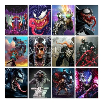 

Full Diamond Painting 5D DIY Diamond Cartoon Venom Skulls Diamond Embroidery Cross Stitch Rhinestone Mosaic Home Decoration