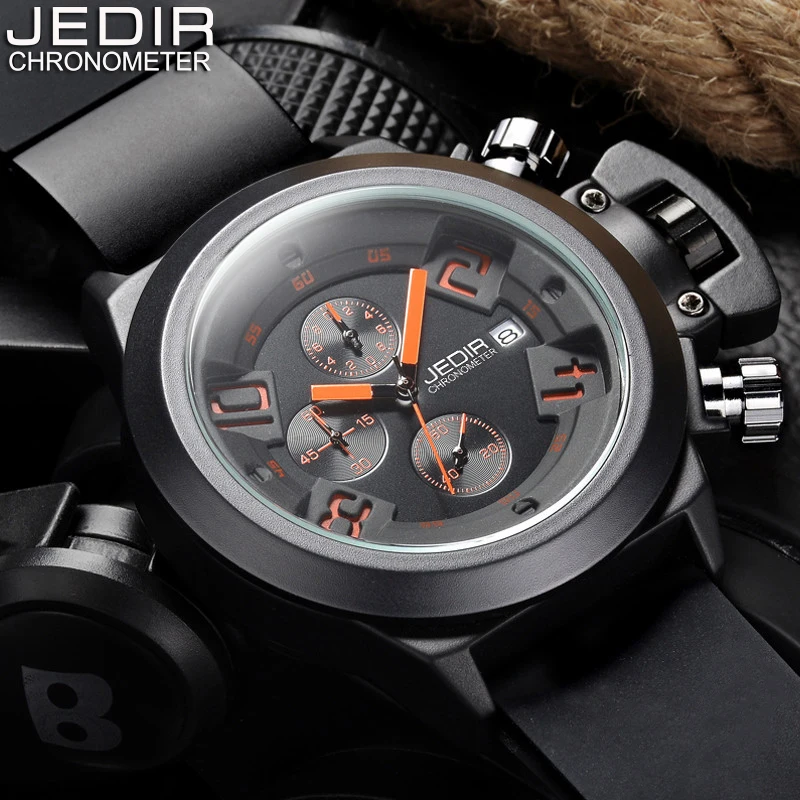 

JEDIR Montre Homme Casual Uhr CHRONOGRAPH 24 Hours Function Sport Watches Men Silicone WristWatches Clock Reloj Hombre gift O07