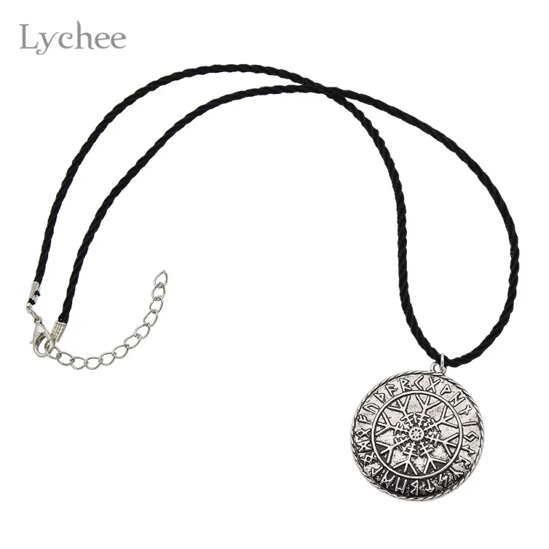 Ожерелье с подвеской Lychee ODIN'S Symbol of Norse руник руны викингов Vegvisir подвеска