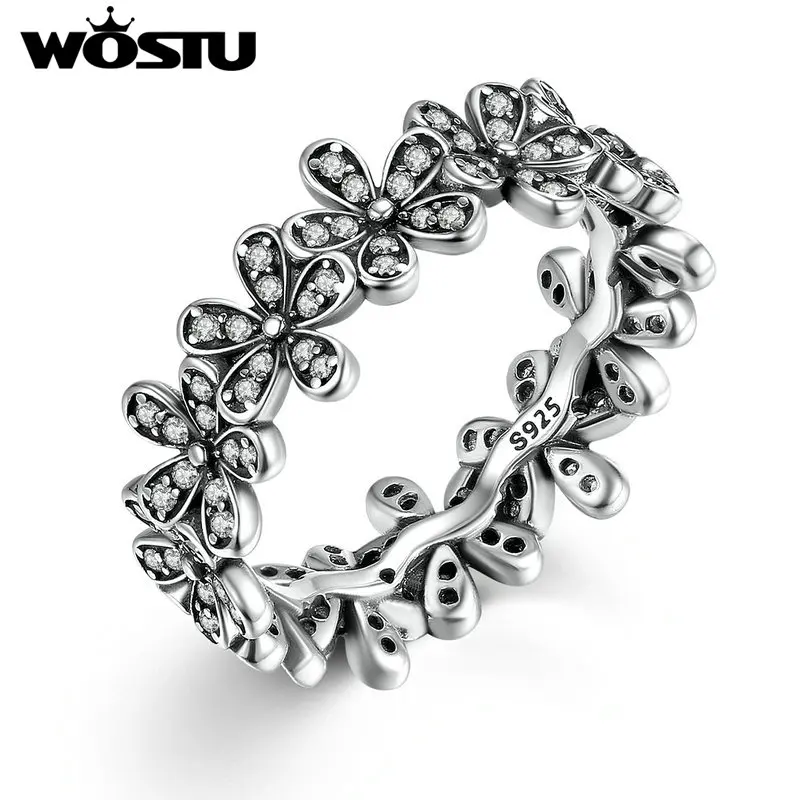 

Hot Fashion Silver Dazzling Daisy Meadow Stackable Rings For Women Compatible With Original Ring Luxury Gift
