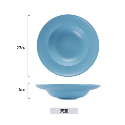 Керамические суповые тарелки круглой формы пигментированная глазурь фарфоровые супы или салатные блюда 9 дюймов паста блюдо - Цвет: Blue
