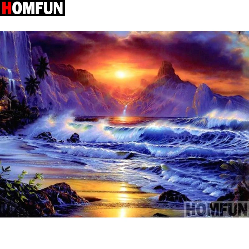 

HOMFUN Full Square/Round Drill 5D DIY Diamond Painting "Sunset scenery" Embroidery Cross Stitch 3D Home Decor A10370