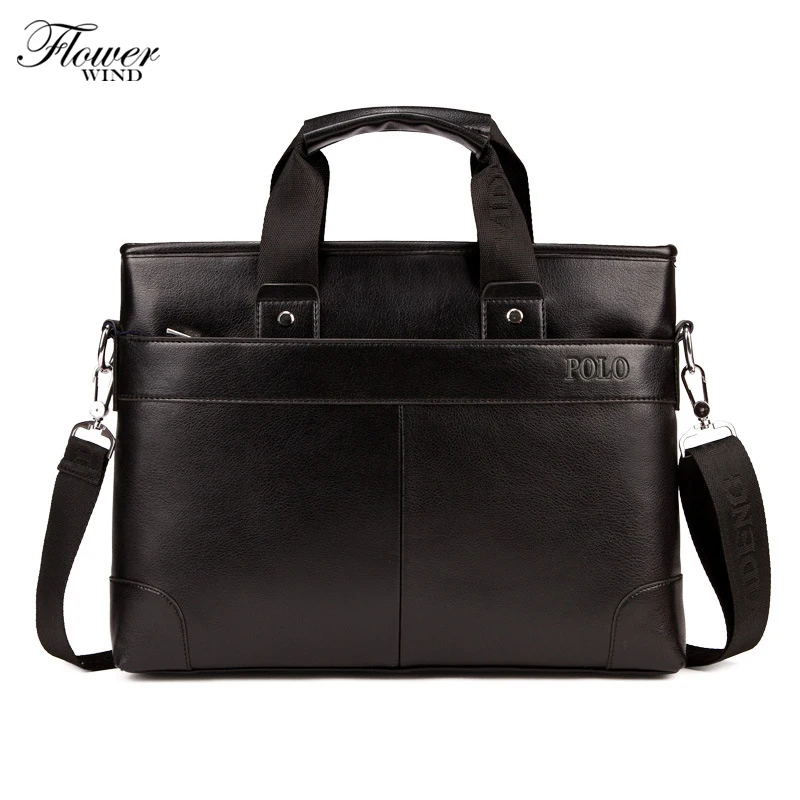 Fashion Men Tote Casual Briefcase Business Shoulder Black Leather High Quality Messenger Bags Laptop Handbag Men Bag